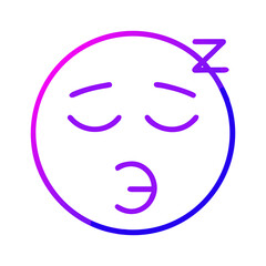 Poster - A Vibrant Gradient Emoji Illustrating Sleepiness, Featuring a Purple and Blue Color Scheme and a Transparent Backdrop, Perfect for Digital Communication