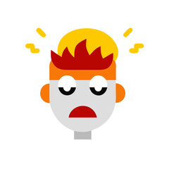 Poster - Detailed Illustration of a Frustrated Character with Red Hair and a Headache, Set Against a Transparent Background, Perfect for Digital Content and Design Projects