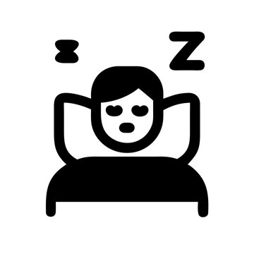 A Stylized Icon Depicting a Person Sleeping Peacefully, Rendered in Black on a Transparent Background, Ideal for Use in Sleep-Related Applications and Designs