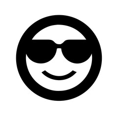 Poster - A Black Smiley Face with Sunglasses Icon on a Transparent Background Symbolizing Coolness and Lightheartedness, Perfect for Digital Communication and Design Projects