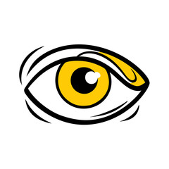 Poster - Stylized Eye Illustration with Yellow Iris and Black Outline for Visual Communication and Design Projects on a Transparent Backdrop for Versatile Use