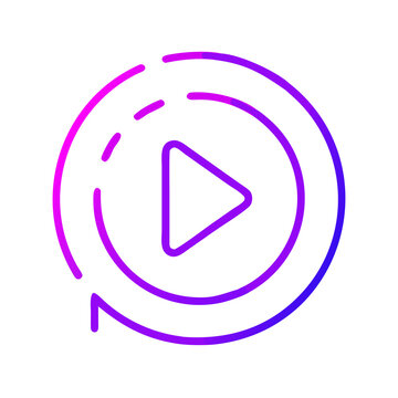 Dynamic Playback Symbol with Gradient Colors on Transparent Background, Representing Media Control and Device Functionality, Perfect for User Interface Designs