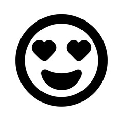 Poster - Expressing Affection with Heart Eyes A Simple Black Emoji Icon on Transparent Backdrop for Digital Communication and Social Media Engagement, conveying positive emotion