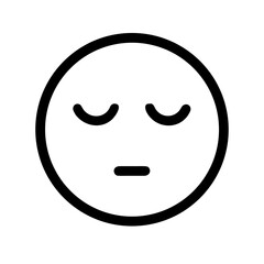 Poster - Contemplative Emoji Icon with Closed Eyes and Straight Mouth Expressing Serenity and Reflection on Transparent Backdrop for Digital Communication and Emotional Nuance