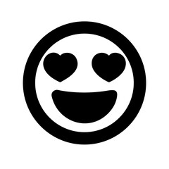 Poster - A Black and White Emoji with Heart Eyes on a Transparent Background, Representing Affection and Adoration in Digital Communication and Social Media