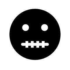 Poster - Muted Emoji Icon with Zipper Mouth on Transparent Background, Suitable for Representing Silence, Secrecy, and Confidentiality in Digital Communication and Design