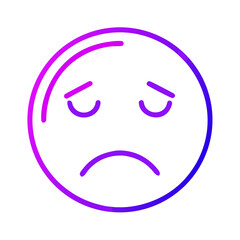 Poster - A Sad Emoji with Gradient Outline on Transparent Backdrop Depicting Disappointment and Sorrow, Ideal for Digital Communication and Emotional Expression in Online Platforms