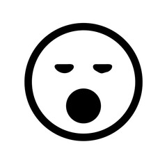 Poster - Simple Yawning Face Emoji Icon, Black Outline on Transparent Backdrop, Ideal for Representing Tiredness and Boredom in Digital Communication