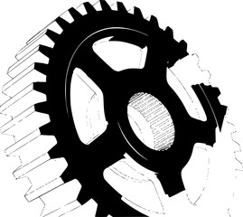 Wall Mural - gear silhouette, black and white silhouette, vector and illustration
