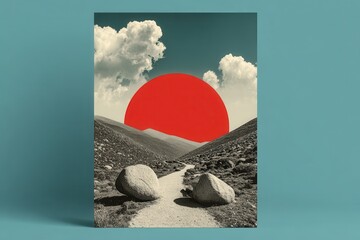 Poster - Abstract composition of geometric shapes in vivid colors showcases a modern and artistic arrangement creating a visually engaging and harmonious design on a smooth surface