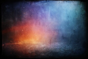 Poster - Abstract blend of colors through a textured glass displaying warm orange merging with cool blue
