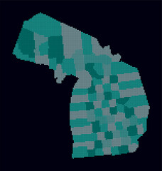 Poster - Michigan dotted map. Digital style map of the state on dark background. Michigan shape with square dots. Colored dots style. Small size squares. Stylish vector illustration.