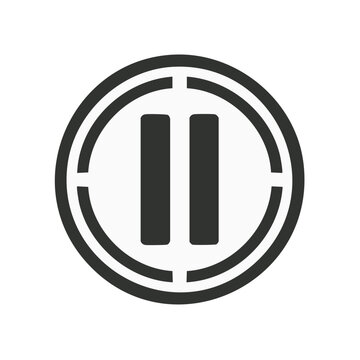 Pause button black icon in geometric rounded shape vector graphic sign symbol