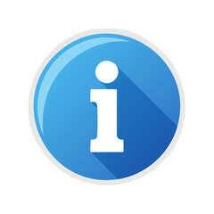 Poster - Blue Circle Information Icon with Long Shadow Graphic, Button Symbol for Help, Support or Customer Service