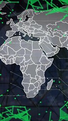 Poster - Animation of network of connections and data processing over continents on black background
