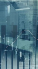 Poster - Animation of data processing on graph over empty office space