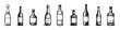 © Jafree - Set of different alcohol bottles in hand drawn black sketch style isolated on white background, graphic illustration. Concept of wine, whiskey, champagne, beer, liquor collection, vintage bar elements