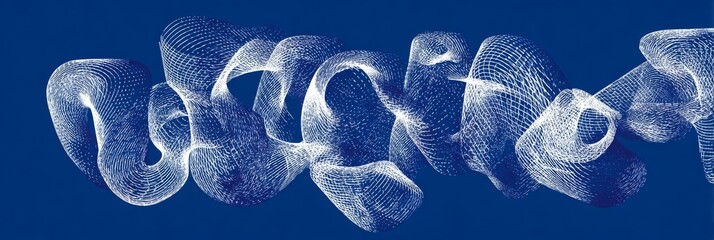 Poster - Organic generation of smooth shape intersections is depicted in a black and white line drawing set against a blue background