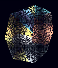 Poster - Nauru, shape of the country build of colored cells. Digital style map of the Nauru on dark background. Small size rounded square blocks. Stylish vector illustration.