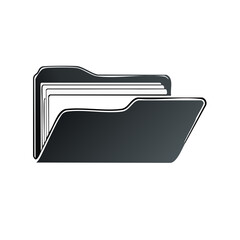 Leinwandbilder - Open Folder Icon with Documents Vector Illustration