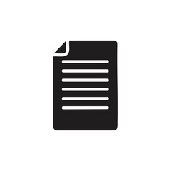 Leinwandbilder - Blank Paper Document Icon with Rolled Corner Black Simple Fill Ready for Text Data Symbol Design