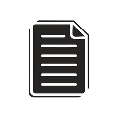 Leinwandbilder - Stack of Documents with Folded Corner: Black and White Icon for Paperwork and Data Files