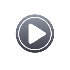 Poster - Play button icon - media player symbol with triangle in round shape with grayscale color