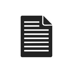 Leinwandbilder - Document Page Icon with Turned Corner Symbolizing Information or Contract Black Illustration