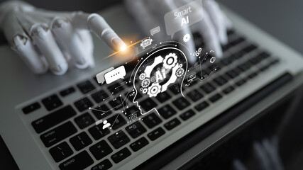 Poster - AI Assistant Brain Processor with LLM Technology, Big Data, Machine Learning, Generative AI for Business Support, Future Agentic AI Technology and Artificial Intelligence Prompt Engineering. Latch