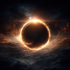 Wall Mural - celestial fire ring: cosmic eclipse event in outer space with brilliant sunbeams and abstract astron