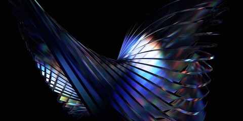 Poster - Abstract 3d render, glass shape with neon reflections, 3d render