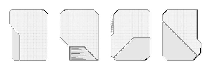Leinwandbilder - Futuristic game HUD with white and black panels, glowing neon frames and abstract VR interface. Cyberpunk screen layout blends tech signs, sci fi elements and gamer dashboard.