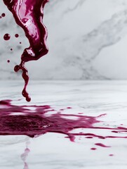 Poster - Splash of Beet Juice Creates a Vibrant Display on a Clean White Marble Surface