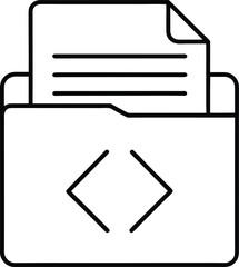 Poster - Line art icon of a file folder containing a code symbol isolated on transparent background
