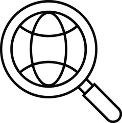 Aufkleber - Line art magnifying glass examining a globe isolated on transparent background