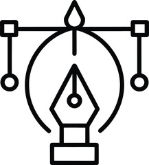 Poster - Line icon of a pen tool with vector anchor points isolated on transparent background