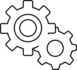 Poster - Simple line icon of two interlocking gears symbolizing connection and teamwork isolated on transparent background