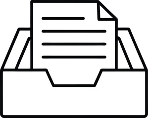 Poster - Clean line art icon representing a tray or inbox filled with multiple documents isolated on transparent background