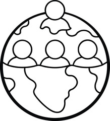 Poster - Diverse group of people gathered around a stylized globe representing global connection and community isolated on transparent background