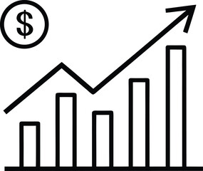 Poster - Financial growth chart with upward trend and dollar symbol isolated on transparent background