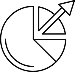 Poster - Line icon of a segmented pie chart with an arrow indicating movement isolated on transparent background