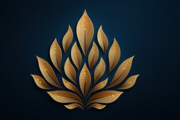 Fototapete - Luxurious golden fractal design on black background resembles a stylized plant or fire