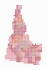 Poster - Idaho dotted map. Digital style map of the state on white background. Idaho shape with circle dots. Colored dots style. Large size circles. Abstract vector illustration.