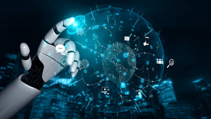 Poster - AI-assisted visualization of global communication network, showing data exchange, global connection, digital interaction, and communication network. Vouch