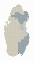 Poster - Qatar dotted map. Digital style map of the country on white background. Qatar shape with circle dots. Colored dots style. Small size circles. Vibrant vector illustration.