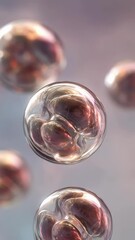 Poster - Transparent organic cells multiplying and regenerating, revealing intricate biological process through microscopic lens depicting cellular development and genetic transformation