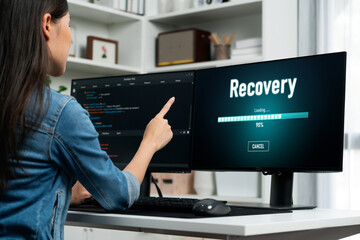Fototapete - data backup restoration recovery restore data from cloud storage brisk and provide planned network reserve business data