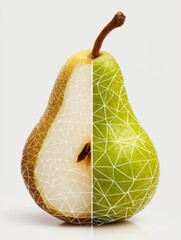 Poster - Abstract Pear Slice Creatively Arranged Into Geometric Tiles With a Clean Right Zone Showcasing Vibrant Colors and Unique Patterns