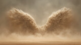 Sandstorm forming angel wings spreading wide