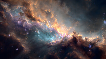 Galaxy and Stars in a Colorful Space Background